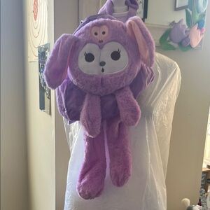 Cute Purple Plush Animal Backpack